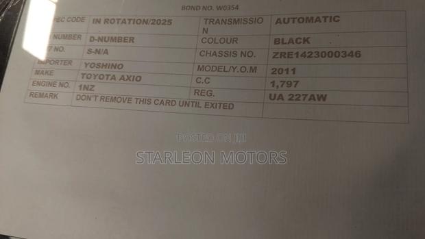 Toyota Axio 2011 Black